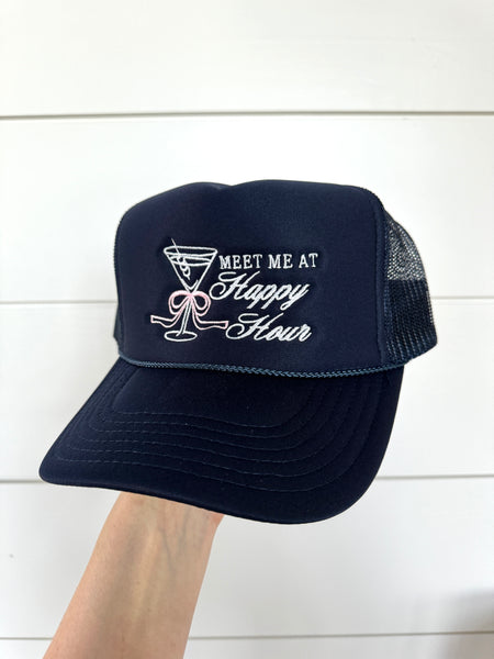 Meet Me at Happy Hour Trucker Hat | Embroidered
