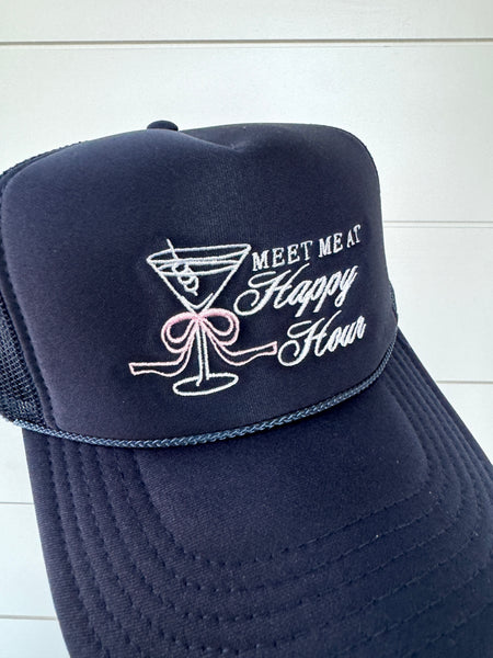Meet Me at Happy Hour Trucker Hat | Embroidered