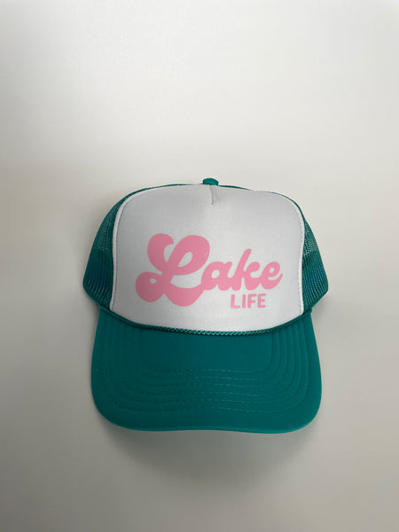 Lake Life Trucker Hat | Teal & White