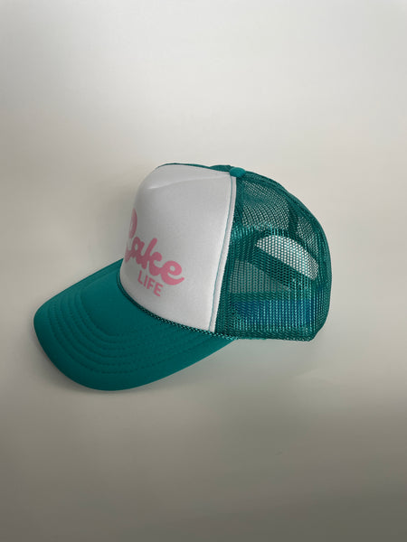 Lake Life Trucker Hat | Teal & White