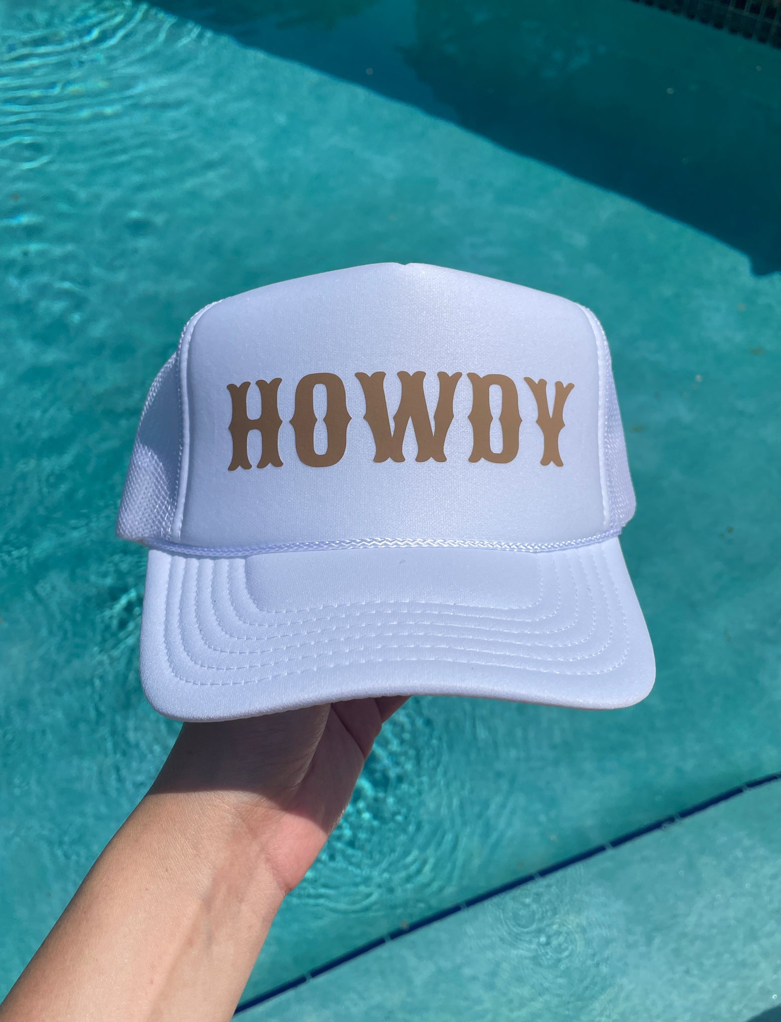 Howdy Trucker Hat | White & Tan