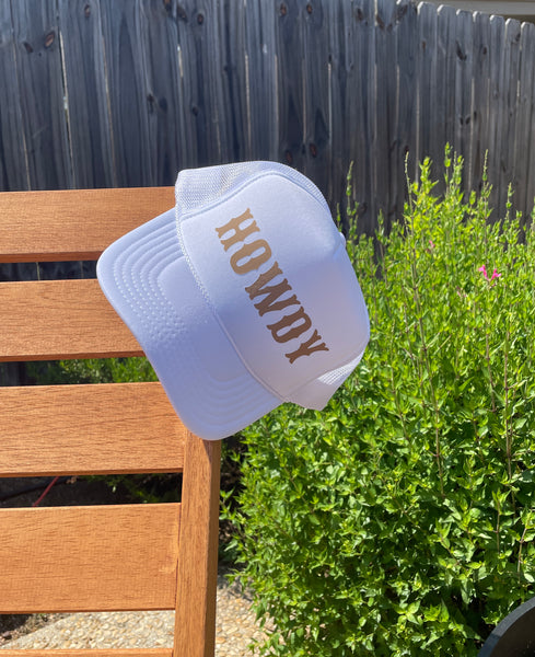 Howdy Trucker Hat | White & Tan