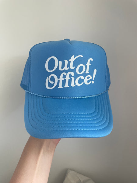 Out of Office Trucker Hat | Blue & White