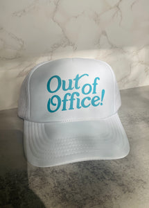 Out of Office Trucker Hat | White & Teal