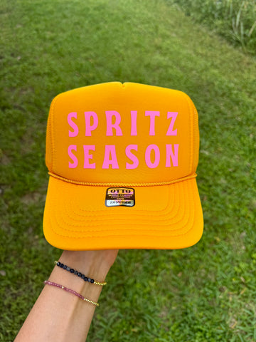 Spritz Season Trucker Hat | Gold & Pink