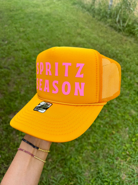 Spritz Season Trucker Hat | Gold & Pink