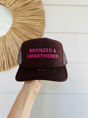 Bronzed and Unbothered Cap - Brown & Pink