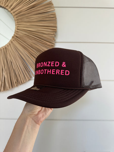 Bronzed and Unbothered Cap - Brown & Pink