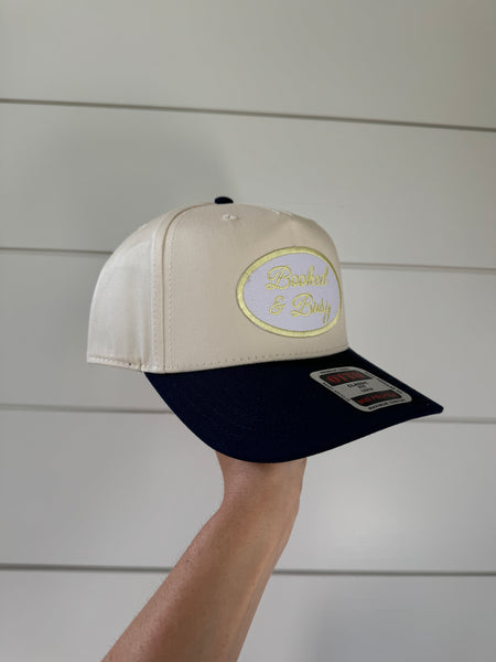 Booked & Busy Patch Hat - Navy & Yellow Canvas