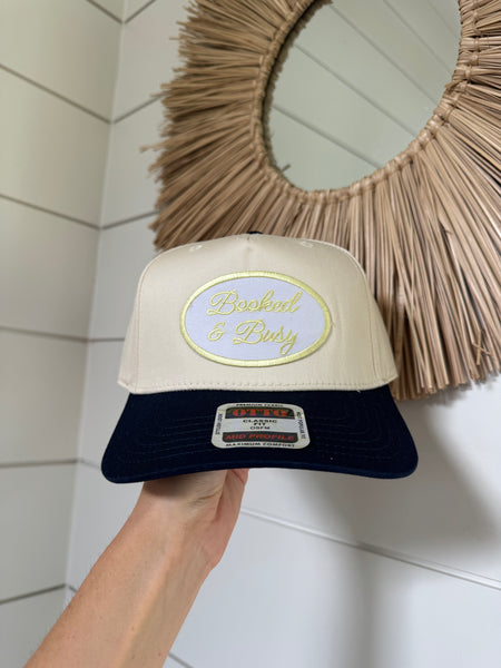 Booked & Busy Patch Hat - Navy & Yellow Canvas