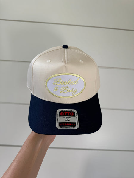 Booked & Busy Patch Hat - Navy & Yellow Canvas