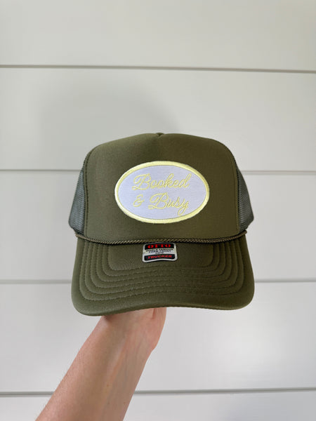 Booked & Busy Patch Hat - Olive & Yellow