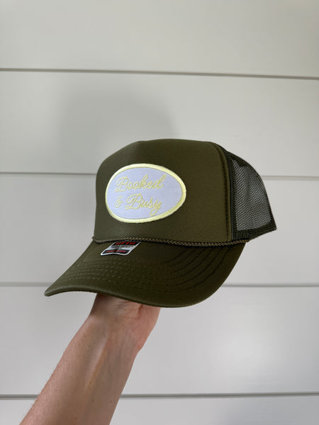 Booked & Busy Patch Hat - Olive & Yellow