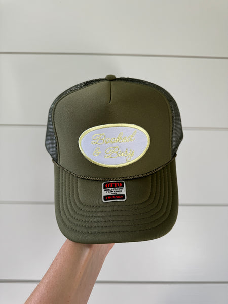 Booked & Busy Patch Hat - Olive & Yellow