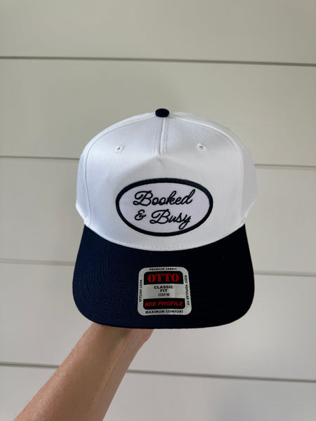 Booked & Busy Patch Hat - Navy & White