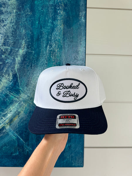 Booked & Busy Patch Hat - Navy & White