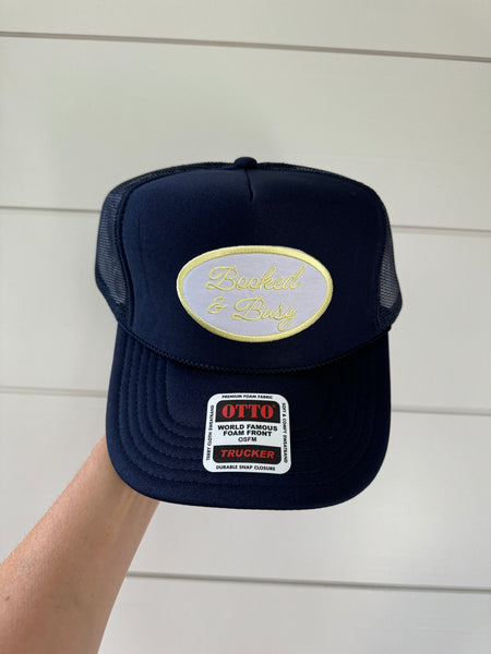 Booked & Busy Patch Hat - Navy & Yellow Foam