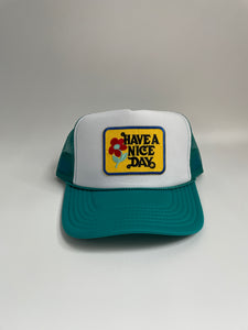 Have a Nice Day Trucker Hat | Teal & White