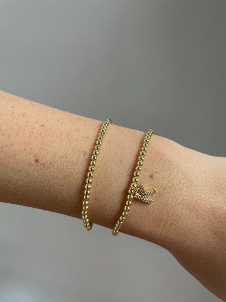 Gold Initial Bracelet Set