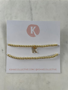 Gold Initial Bracelet Set