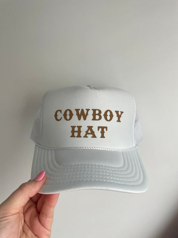 Cowboy Hat Trucker Hat - WHITE