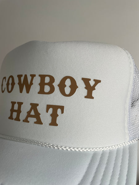 Cowboy Hat Trucker Hat - WHITE